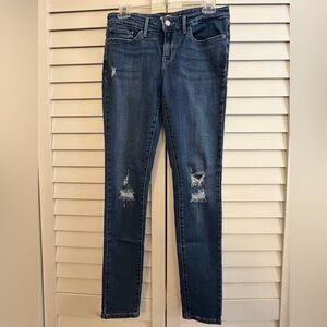 👖✨LEVI’S Women's 711 Skinny Jeans Dark Blue/Distressed 28” Waist 32” Long EUC!✨👖